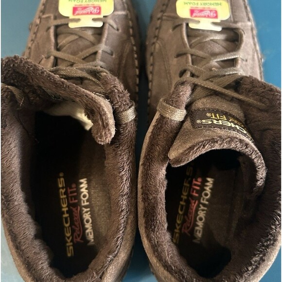 Skechers Bikers Totem Pole Chukka Boots Brown Suede Faux Fur Lined  Womens Sz 7 - Picture 10 of 13